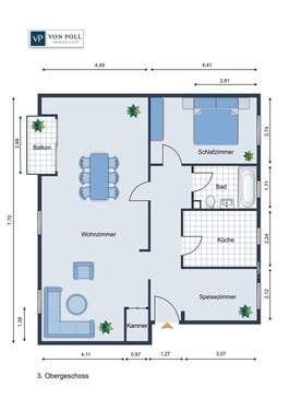 Grundriß mit Maßen - 