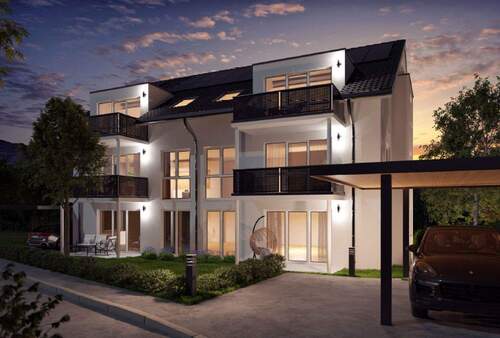 Illustration Straßenseite - Erstbezug! Hochwertige 3 Zimmer Neubauwohnung, Designküche & Carport in Sindelfingen