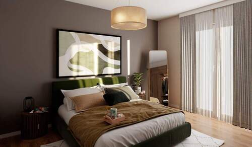 Ein Schlafzimmer mit viel Tageslicht und Zugang au - 2 Zimmer Etagenwohnung zum Kaufen in Berlin