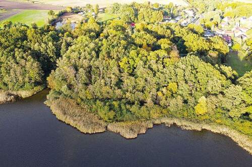 Luftaufnahme Rückansicht - Großes Waldgrundstück am Großen Schauener See