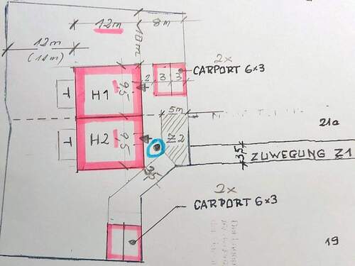 Lageplan für Bebauung mit einem Doppelhaus - 