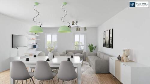 Ansicht Wohnen / Essen / Kochen - 3 Zimmer Etagenwohnung in Nördlingen