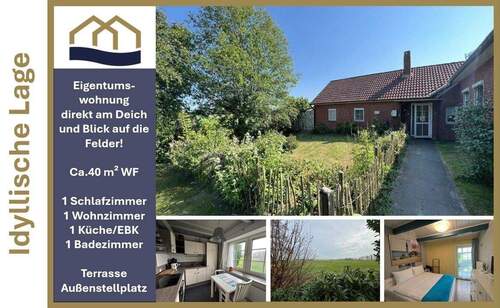 Titelbild - Sehestedt: Ruhig, abgelegen und idyllisch mit Weitblick über die Felder. Gemütliche Eigentumswohnung direkt am Deich