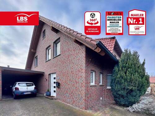 Hausansicht - Gepflegte Doppelhaushälfte mit Garten, Terrasse & Carport