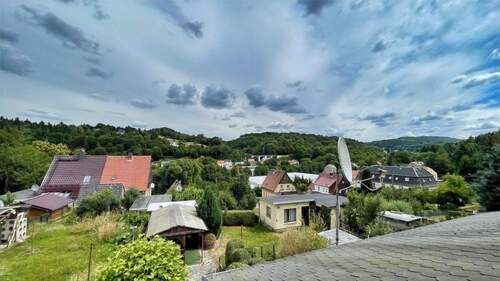 Blick Garten mit Gartenhaus - 3 Zimmer Reihenmittelhaus zum Kaufen in Sebnitz