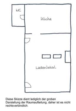 Skizze zur Raumaufteilung - 2 Zimmer Gewerbeobjekt (Büro, Produktion, Verkauf) zur Miete in Düsseldorf
