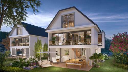 Perspektive Garten Dämmerung ( Visualisierung ) - 7 Zimmer Einfamilienhaus zum Kaufen in Gräfelfing