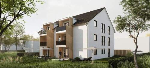 Ansicht Süd - Neubau-3-Zimmer-Wohnung mit Balkon in Diesenbach!!! KfW40-QNG