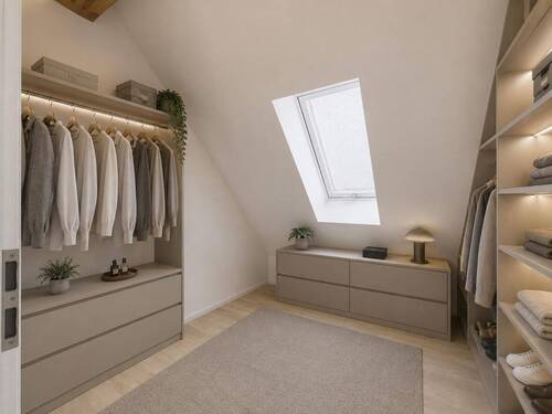Visualisierung: Ankleidezimmer im Dachgeschoss mit Dachfenster - 