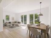 Visualisierung: Lichtdurchfluteter Wohnbereich mit direktem Zugang zur Terrasse und Garten - 4 Zimmer Reihenendhaus in Grafrath