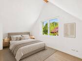 Visualisierung: Helles Schlafzimmer mit charmanten Dachschrägen - 