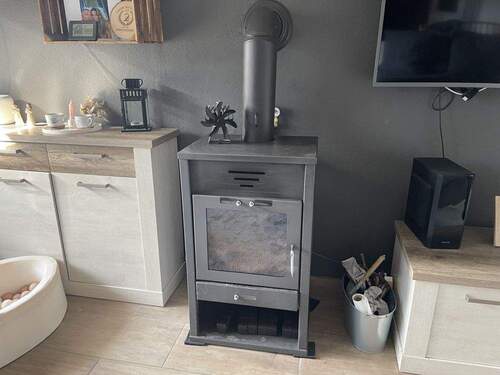 Wasserführender Ofen im Wohnzimmer EG - 