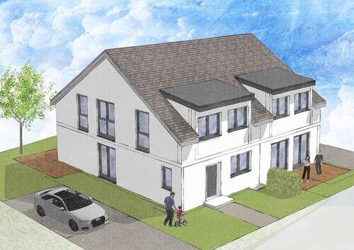 Projektansicht Süd-West - Sindelfingen: Attraktive Doppelhaushälfte in begehrter Wohnlage