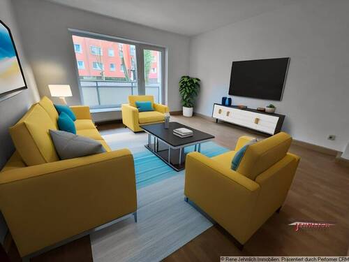 Wohnzimmer mit Staging - 2 Zimmer Etagenwohnung zur Miete in Chemnitz