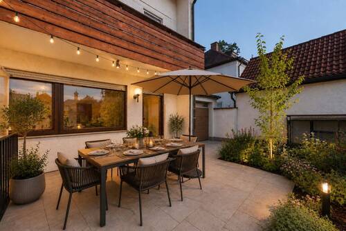 Terrasse (virtuelles Wohnbeispiel - Doppelhaushälfte mit 186,90 m&sup2; in München zum Kaufen