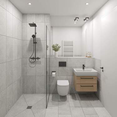 Visualisierung Bad - NEUBAUPROJEKT LANGE 30 - 2-Raum-Wohnung mit Loggia und elegantem Innenleben