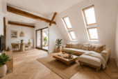 Wohnzimmer visualisiert - Erstbezug nach Sanierung! Traumhafte Dachgeschosswohnung mit einzigartigem Weitblick über Neukölln