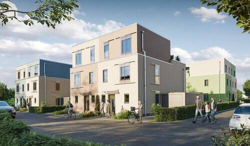 Energieeffiziente Häuser mit Fernwärmeversorgung - Doppelhaushälfte mit großer Dachterrasse