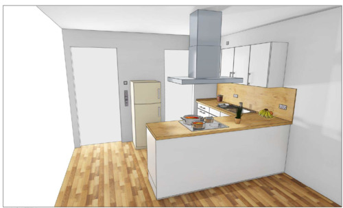 Visualisierung Einbauküche - 2 Zimmer Etagenwohnung in Fehmarn