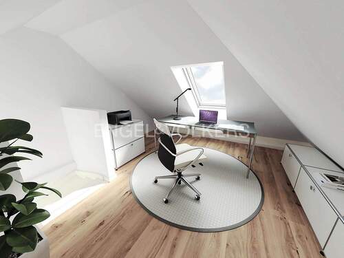 Arbeitszimmer Spitzboden Visualisierung - 