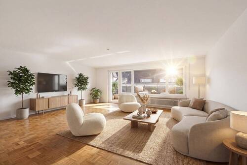 Wohnzimmer Visualisierung - 3 Zimmer Etagenwohnung zum Kaufen in München