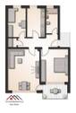 Grundriss der 3. Zimmerwohnung im Hochparterre - 