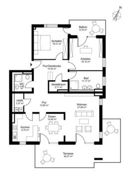 Terrassenwohnung Nr. 1 im Erdgeschoss - 