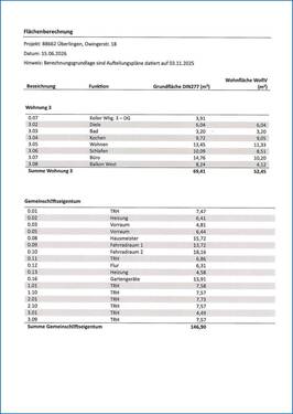 Flächenberechnung Whg.3 - 