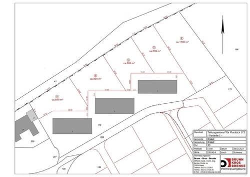 Teilungsentwurf-Flst-172 - Variante 1 - Grundstück in Brakel