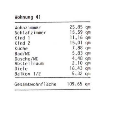 Wohnfläche Wohnung 41 - 