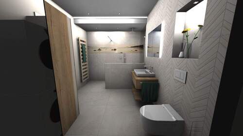 Bad_Whg 6_Blick Waschbecken Dusche - Etagenwohnung mit 112,10 m² in Breuberg / Sandbach zur Miete