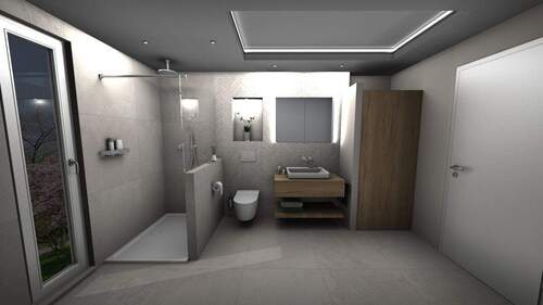 Bad_Whg 5_Ansicht Waschbecken Dusche - Etagenwohnung mit 93,10 m² in Breuberg / Sandbach zur Miete