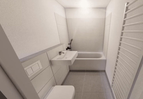Badezimmer nach Sanierung - 2 Zimmer Etagenwohnung in Cölpin