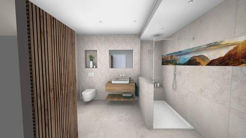 Bad_Whg 7_Blick Dusche Waschbecken - 3 Zimmer Etagenwohnung zur Miete in Breuberg / Sandbach