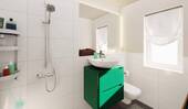 Praktisches Bad im Erdgeschoss mit Dusche und Fenster - 