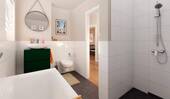 Familienbad mit Dusche, Wanne und kurzen Wegen zu den Schlafräumen - 