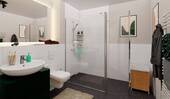Badezimmer mit Dusche und Waschmaschinenanschluss - 