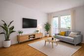 Wohnzimmer KI generiert - Wohnen mit Perspektive: 2-Zimmer-Wohnung mit Balkon, erweiterbar auf 3 Zimmer