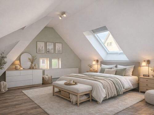 Dachstudio, Einrichtungsbeispiel (KI-generiert) - 