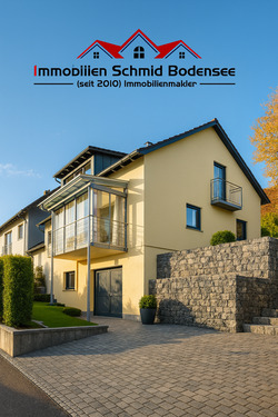 Hausansicht hinten Nr12.png - 88048 Friedrichshafen Bodensee Renovierte 4 Zimmerwohnung ca. 115 qm mit Garage Terrasse und WiesenGartenanteil