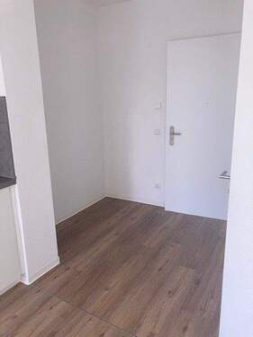 Eingangstür weiß, Boden in Holzoptik - 1 Zimmer Etagenwohnung in Mannheim