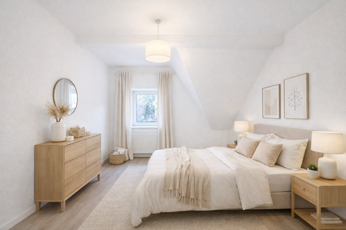 Schlafzimmer (Digitales KI Staging) - 