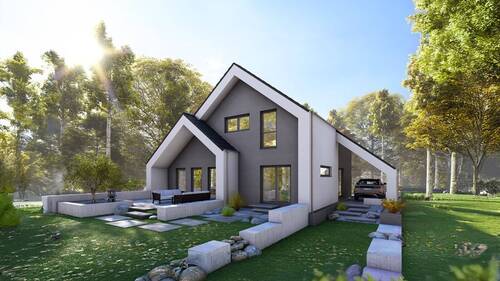 Ansicht Garten - ARCHITEKTENHAUS MIT GRUNDSTÜCK, MODERNES WOHNEN MIT STIL UND KOMFORT