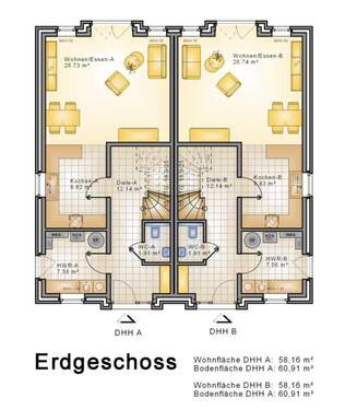 Erdgeschoss - 4 Zimmer Doppelhaushälfte in Jade