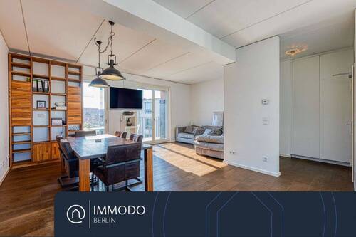 Wohnzimmer - ?? Neubau Traum nahe Volkspark Wilmersdorf - helle 2 Zimmer Wohnung mit West Balkon in ruhiger Str