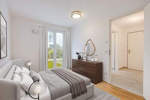 Schlafzimmer zum Innenhof - 2 Zimmer Etagenwohnung zum Kaufen in München