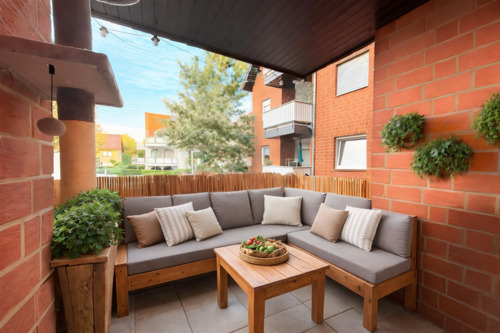 gemütlicher Balkon (virtual staging) - 2 Zimmer Etagenwohnung zum Kaufen in Tönisvorst