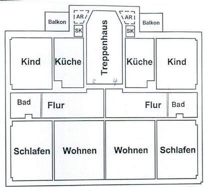GRUNDRIß Beispiel Wohnungen 1.OG - 