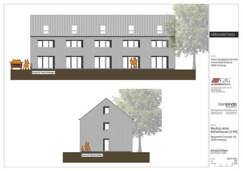 Ansicht Nord - Reihenendhaus mit 98,00 m² in Hamburg zum Kaufen