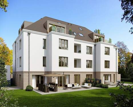 Gartenansicht.jpg - In Uni- Nähe, ansprechend und barrierefrei, 4 - Zi.- Wohnung mit großer Terrasse und TG- Stellplatz